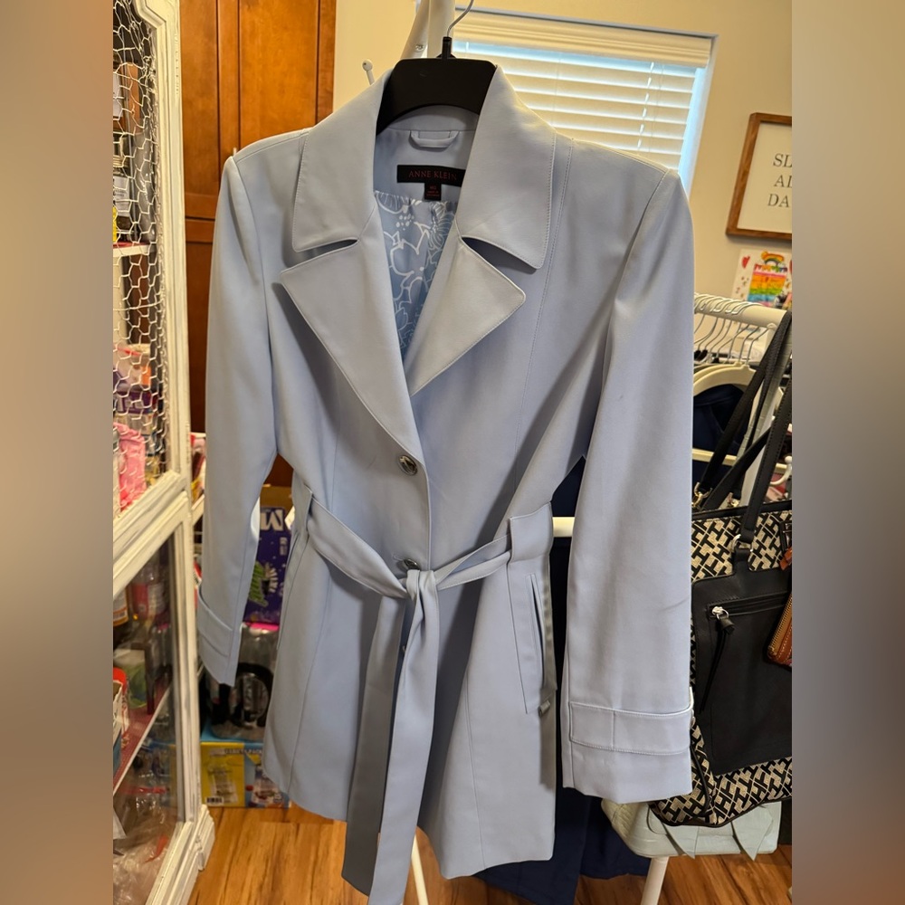 Anne Klein Women's Soft Blue Trench Coat - Medium